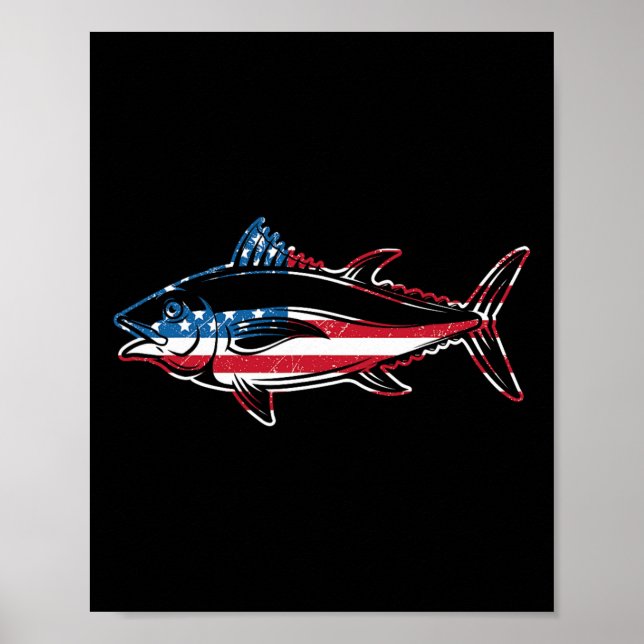 Affiche Pêche au thon Drapeau américain Thon rouge géant P (Devant)
