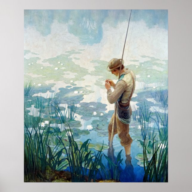 Affiche Pêche au Thoreau à Walden Pond par N. C. Wyeth (Devant)