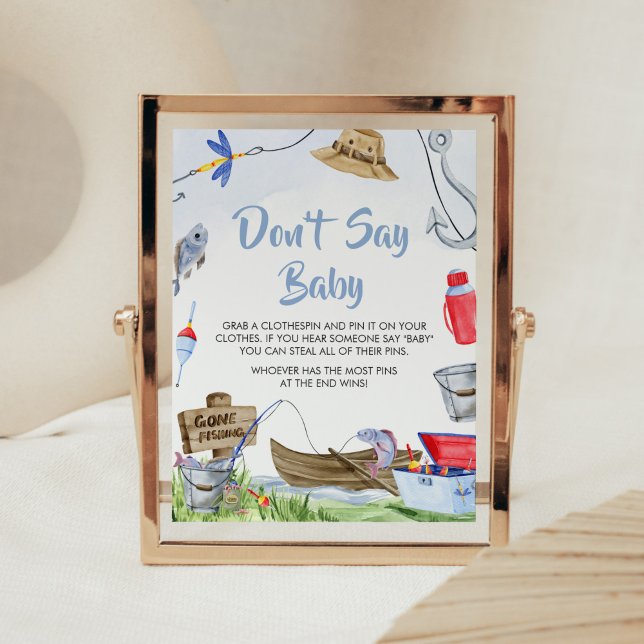 Affiche Pêche Baby shower ne pas dire bébé (Little Fisherman Baby Shower Don't Say Baby Sign)