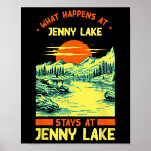 Affiche Pêche Bateau Camping Lac Vacation Jenny Lake