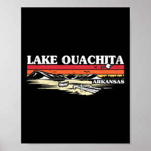 Affiche Pêche Bateau Camping Lac Vacation Lac Ouachit