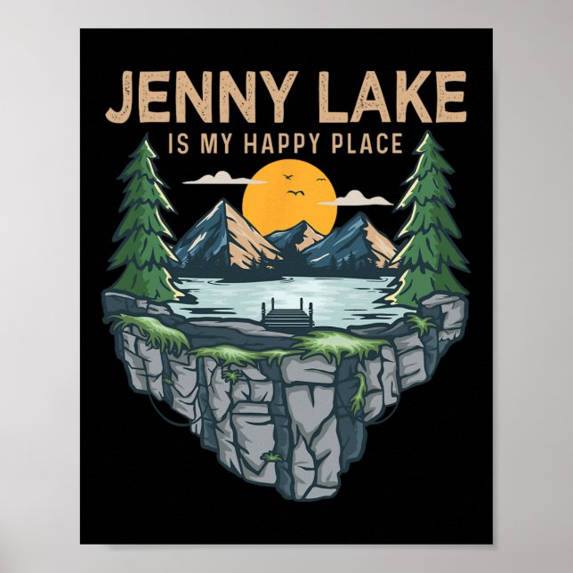 Affiche Pêche Bateau Camping - My Happy Place Jenny Lak (Devant)