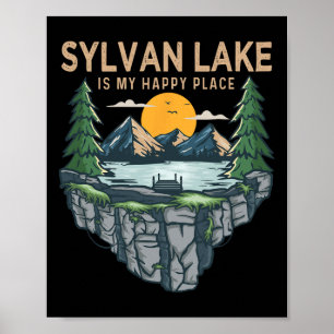 Affiche Pêche Bateau Camping - My Happy Place Sylvan La
