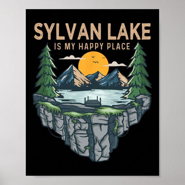 Affiche Pêche Bateau Camping - My Happy Place Sylvan La (Devant)