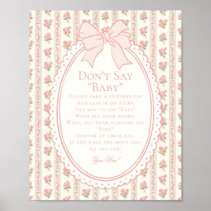 Affiche Pêche & Beige Floral Fantaisie Ne Dis Pas Bébé Jeu