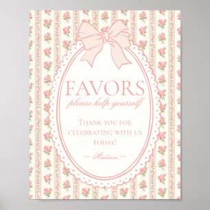 Affiche Pêche & Beige Vintage Fantaisie Fleurs Panneau de