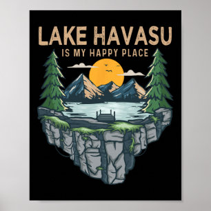 Affiche Pêche Camping - My Happy Place Lake Hava