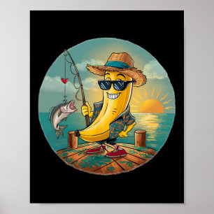 Affiche Pêche Chanceuse Humour Banane Drôle