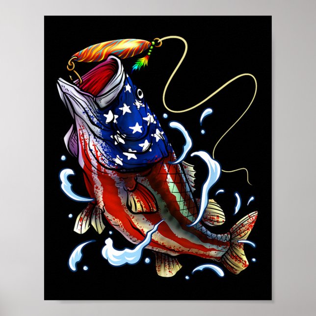 Affiche Pêche de Byss Fish Drapeau américain Papa Père Qua (Devant)