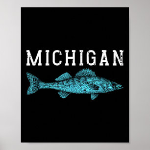Affiche Pêche de la dorade du Michigan pêcheur pêcheur Mid