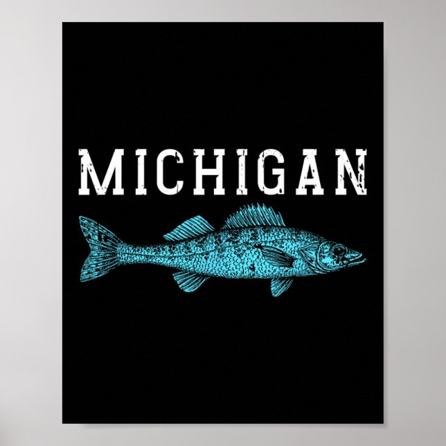 Affiche Pêche de la dorade du Michigan pêcheur pêcheur Mid (Devant)