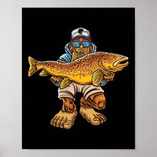 Affiche Pêche de la truite Brown Pêche de la truite Bigfoo