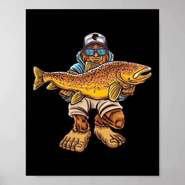 Affiche Pêche de la truite brune en rivière Chasse au Bigf (Devant)