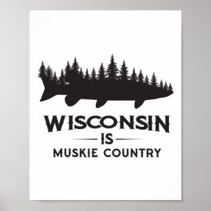 Affiche Pêche de maskinongé - Le Wisconsin est le pays du