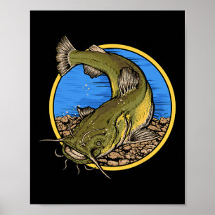 Affiche Pêche de poisson-chat à tête plate 