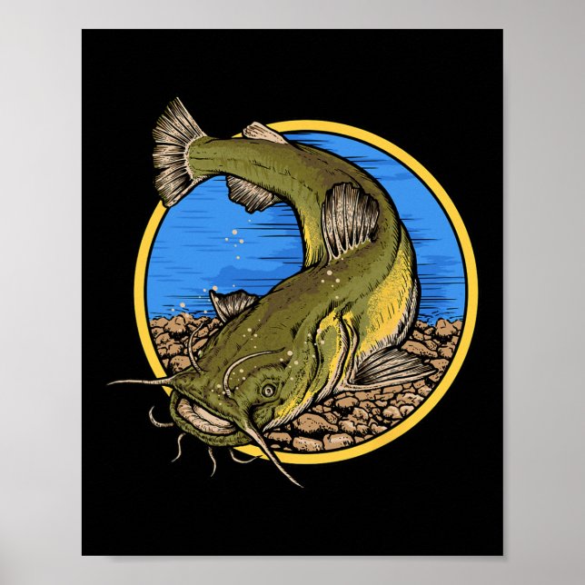 Affiche Pêche de poisson-chat à tête plate  (Devant)
