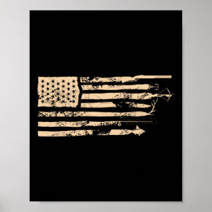 Affiche Pêche Drapeau Américain Usa Vintage Pêche Pêcheur