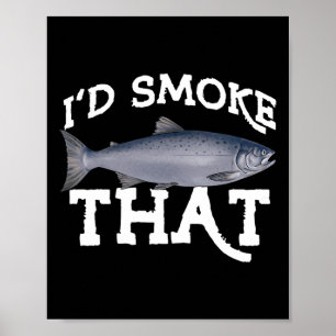 Affiche Pêche drôle de saumon Coho eau salée eau douce Pêc