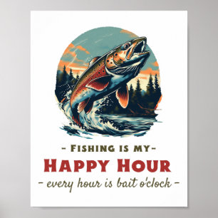 Affiche Pêche drôle est mon moment heureux pour les pêcheu