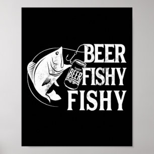 Affiche Pêche drôle poissonneuse bière poissonneuse