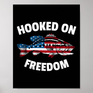 Affiche Pêche du 4 juillet Drapeau américain B Accroché à