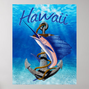 Affiche Pêche en haute mer d'Hawaii
