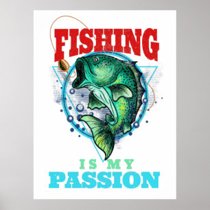 Affiche Pêche est ma passion, bobine de poisson Vintage
