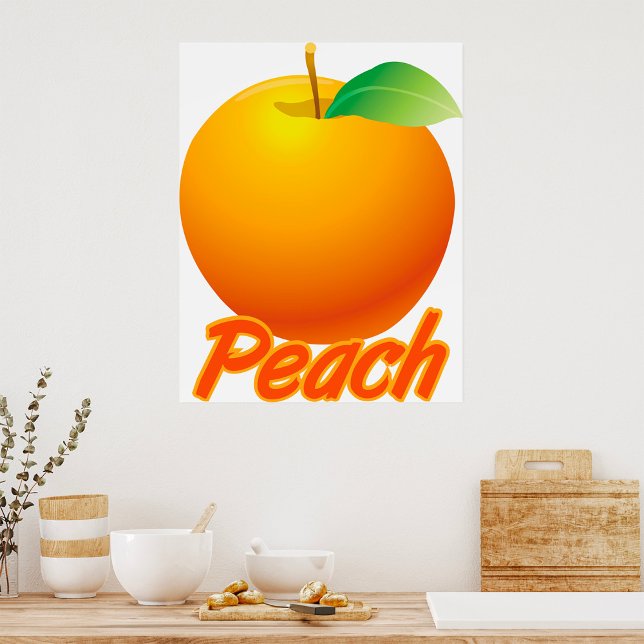 Affiche Pêche Fruit Rétro Orange (Créateur téléchargé)