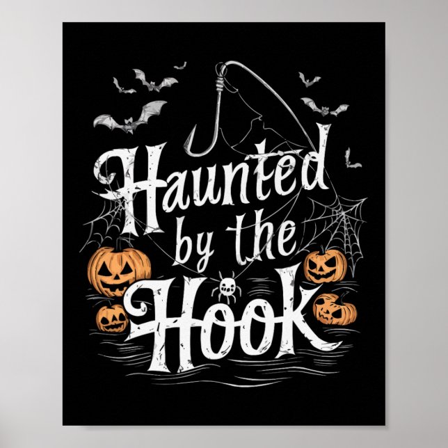 Affiche Pêche Halloween Étrange Pêcheur Poisson Farce ou V (Devant)