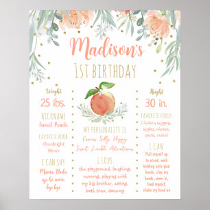Affiche Pêche or Floral Premier anniversaire Jalon
