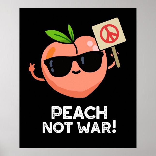 Affiche Pêche pas guerre drôle Fruit Pun Dark BG (Devant)