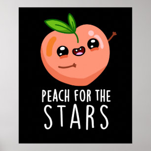 Affiche Pêche Pour Les Étoiles Drôle Fruit Pun Dark BG