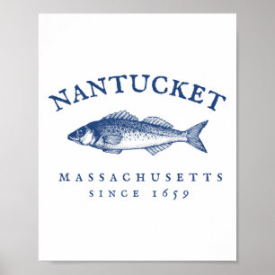 Affiche Pêche rétro à Nantucket Machusetts