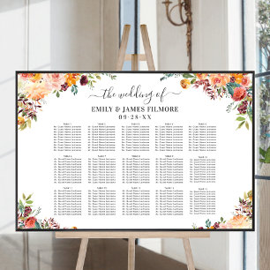 Affiche Pêche Rustique Bourgogne Automne Mariage Floral Si