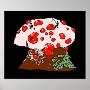 Affiche Pêche sur champignon à dent sanguine