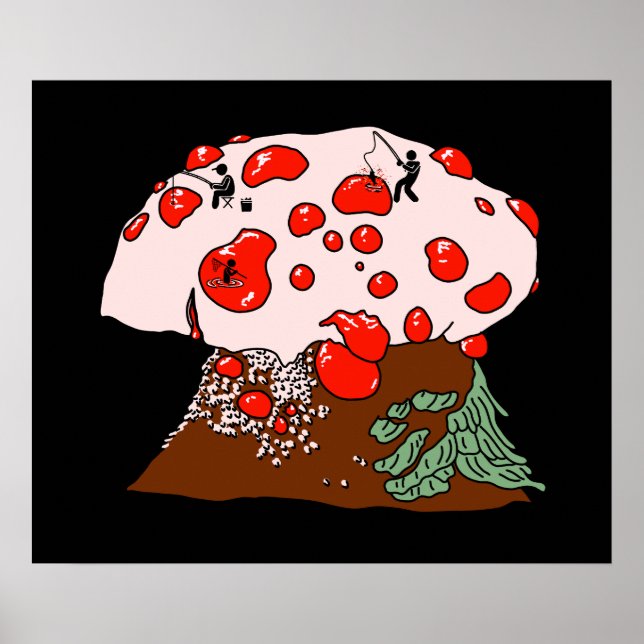 Affiche Pêche sur champignon à dent sanguine (Devant)