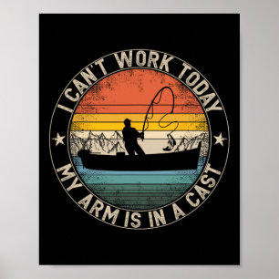 Affiche Pêche Vintage Je Ne Peux Pas Travailler Aujourd'hu