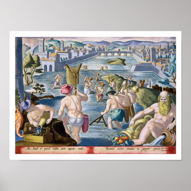 Affiche Pêcher dans les eaux peu profondes en utilisant de (Devant)
