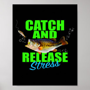 Affiche Pêcher Le Poisson De Pêche À La Poche Et Laisser L