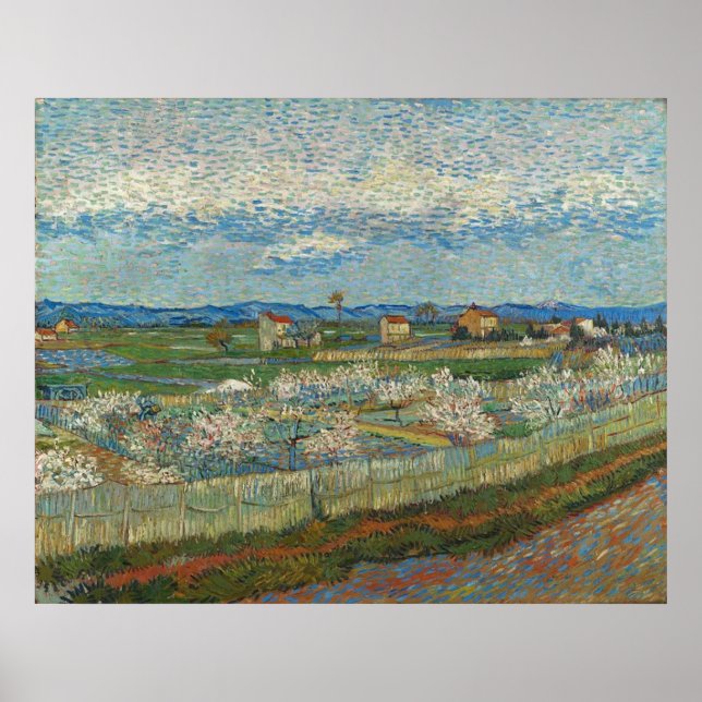 Affiche Pêchers en fleurs par Van Gogh (Devant)