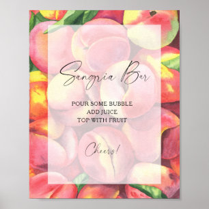 Affiche Pêches à l'aquarelle modernes - bar à sangria