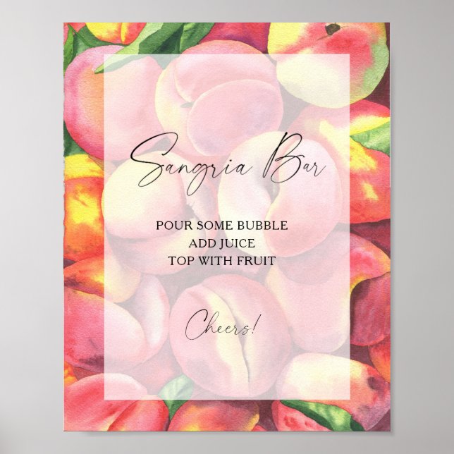 Affiche Pêches à l'aquarelle modernes - bar à sangria (Devant)