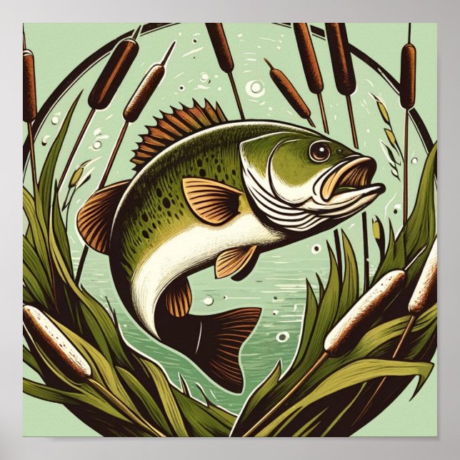 Affiche Pêcheur à la bouche de basses Fête des pères      (Devant)