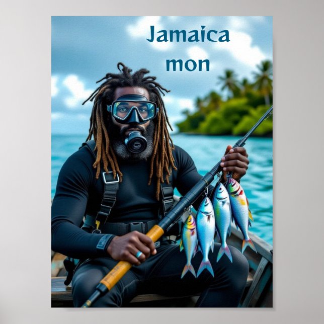 Affiche pêcheur à l'épervier jamaïcain (Devant)