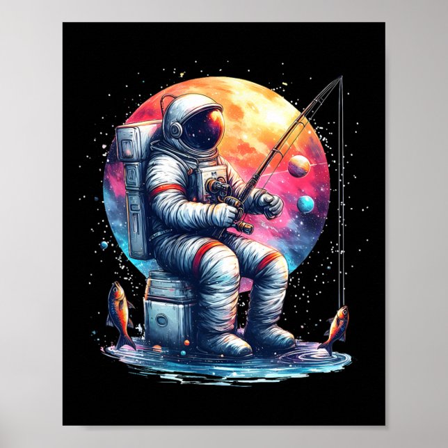 Affiche Pêcheur Astronaute Dans L'espace Garçons Filles En (Devant)