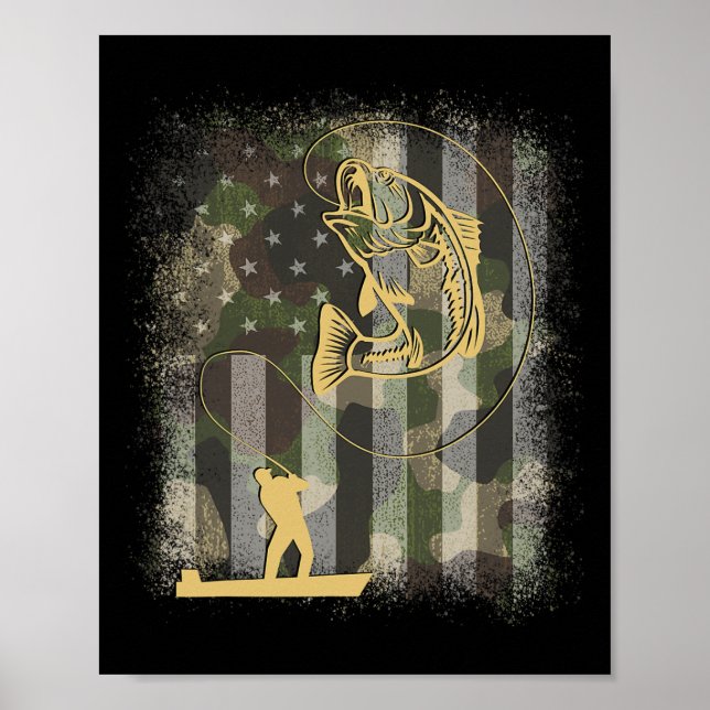 Affiche Pêcheur B Caméra de pêche Camo Drapeau américain 4 (Devant)