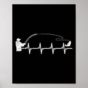 Affiche Pêcheur Battement de coeur Pêche Hommes Garçons En