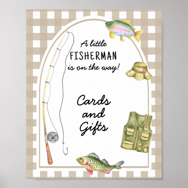 Affiche Pêcheur - cartes et cadeaux baby shower (Devant)