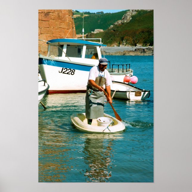 Affiche Pêcheur dans le port de Bonne Nuit (Devant)