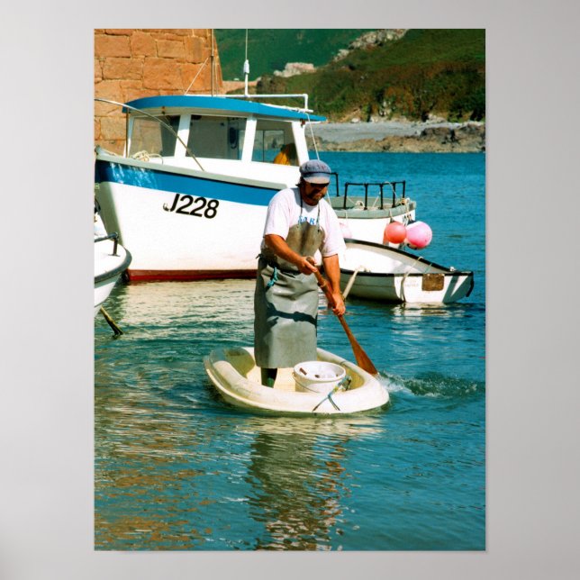 Affiche Pêcheur dans le port de Bonne Nuit (Devant)